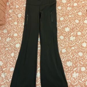 Athleta Black Flare Pants with Zipper Details